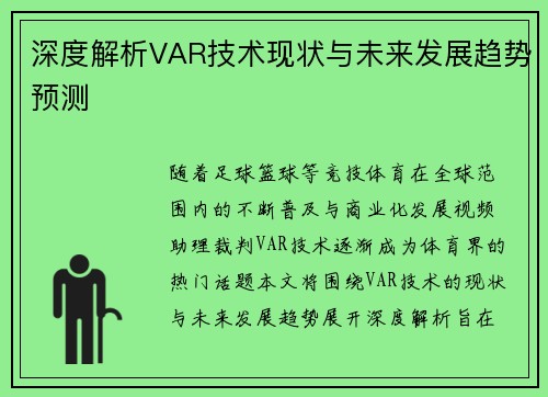 深度解析VAR技术现状与未来发展趋势预测